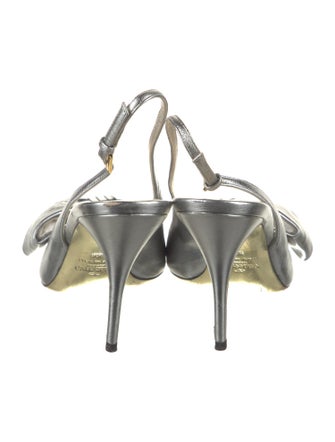 Valentino Leather Bow Accents Slingback Sandals
