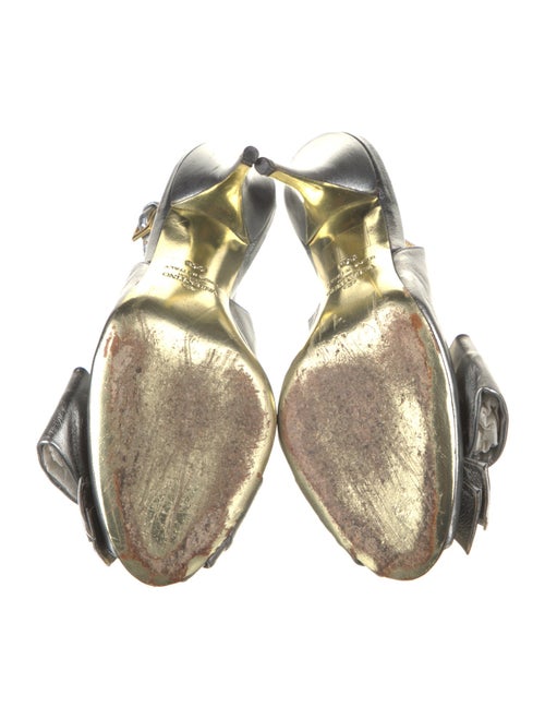Valentino Leather Bow Accents Slingback Sandals
