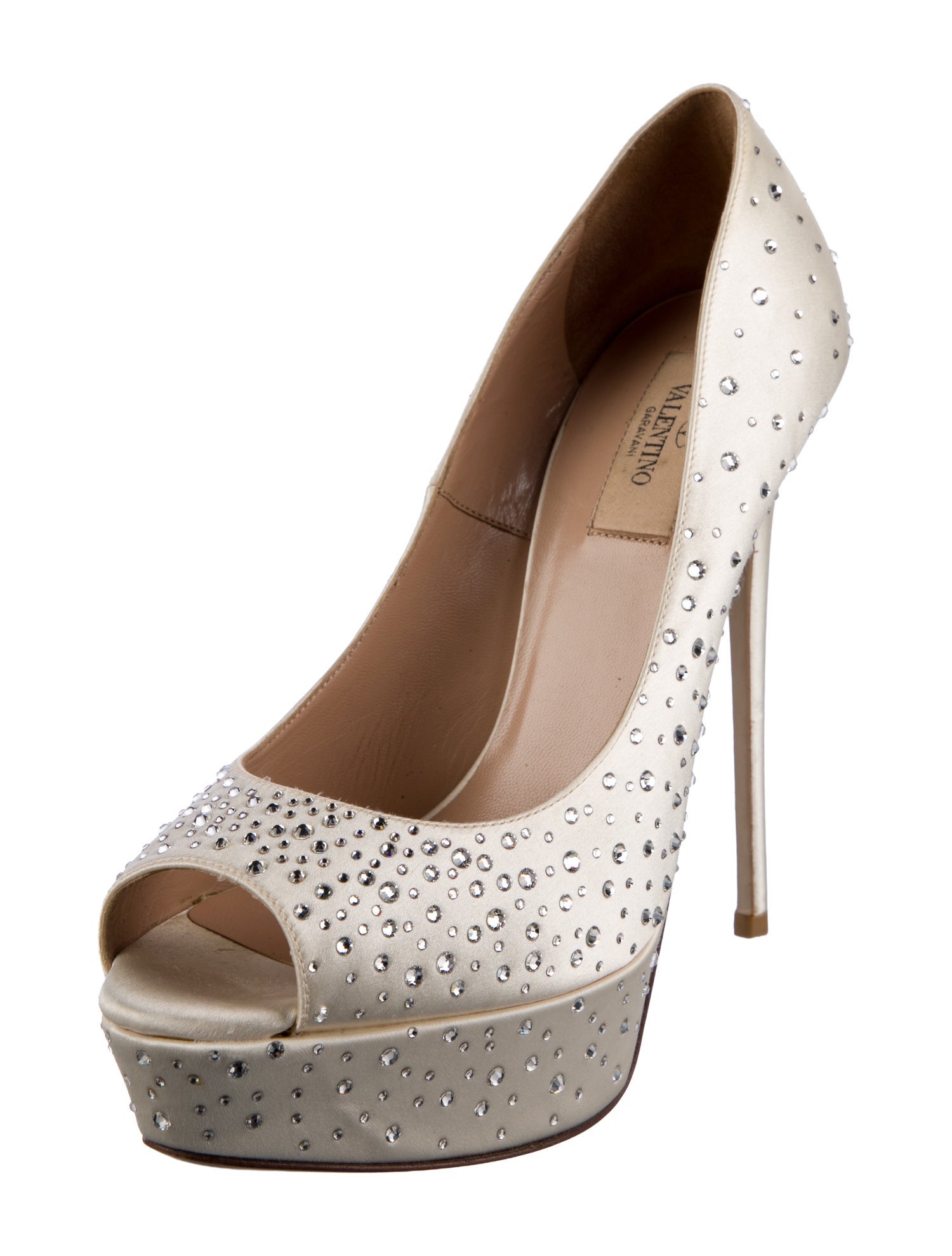 Valentino Satin Crystal Embellishments Pumps