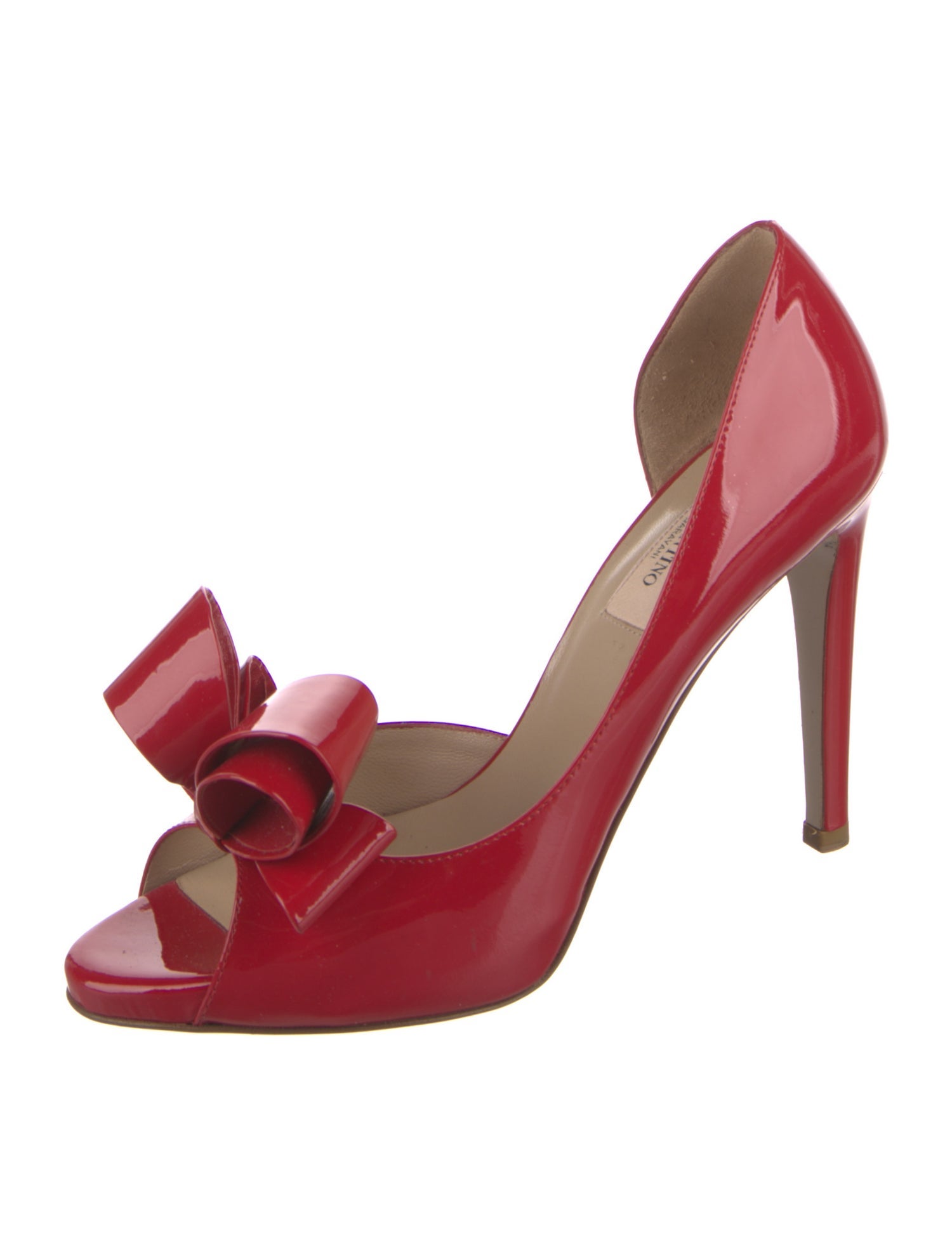 Valentino Patent Leather Bow Accents Sandals