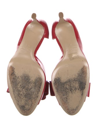 Valentino Patent Leather Bow Accents Sandals