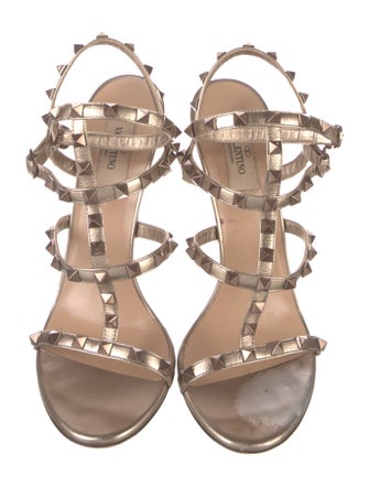 Valentino Rockstud Accents Leather Gladiator Sandals