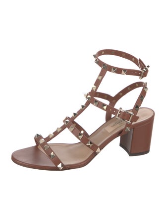 Valentino Rockstud Accents Leather Gladiator Sandals