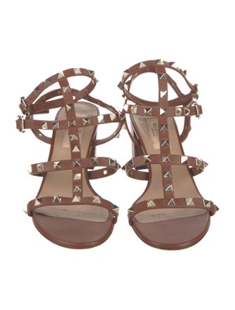 Valentino Rockstud Accents Leather Gladiator Sandals