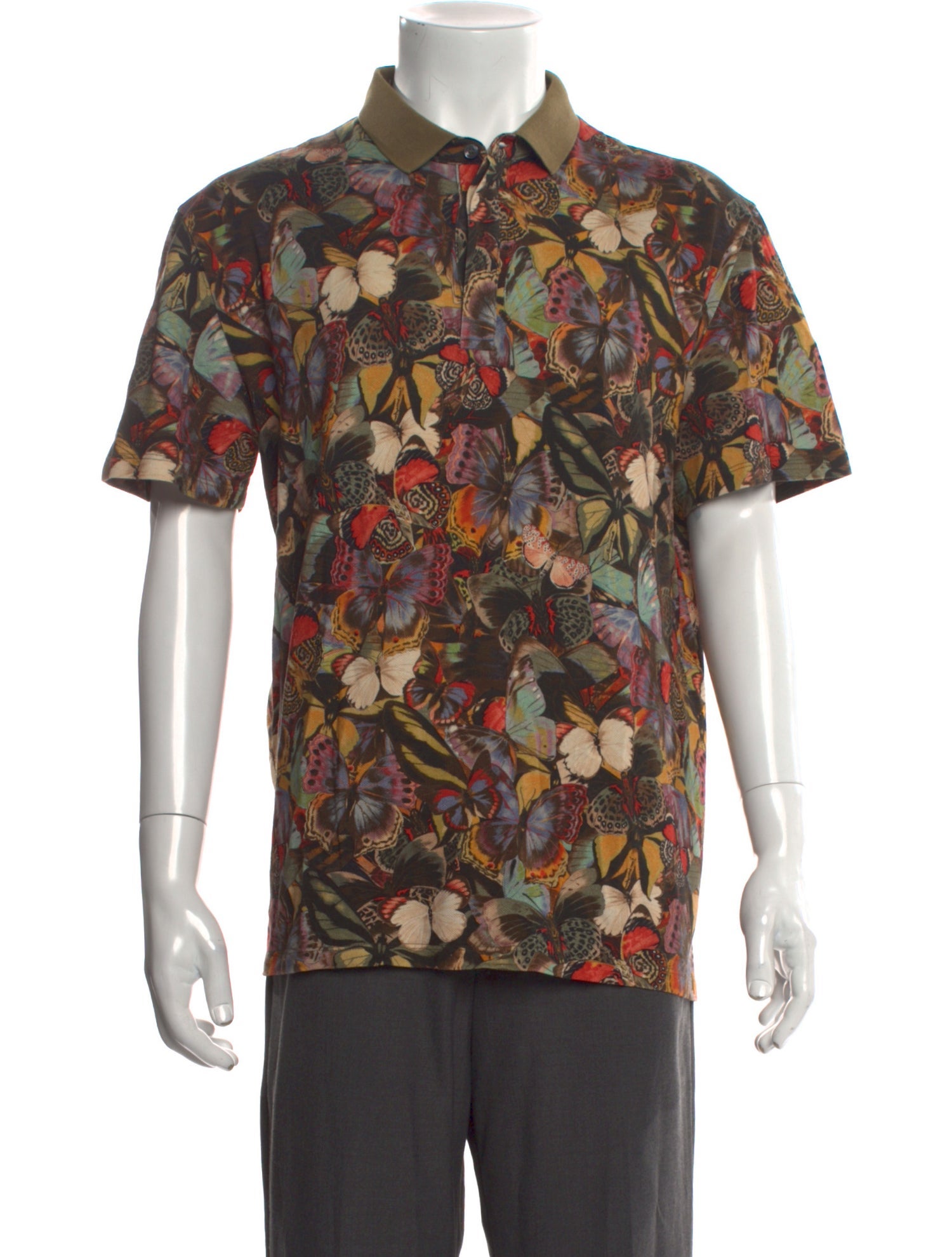 Valentino Printed V-Neck Polo Shirt