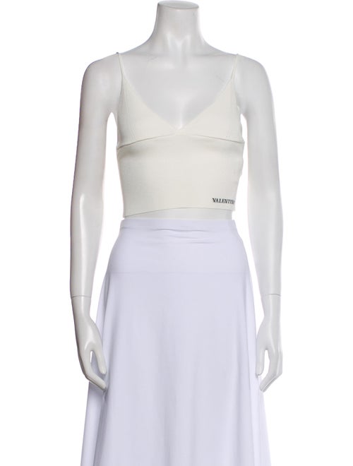 Valentino V-Neck Sleeveless Crop Top