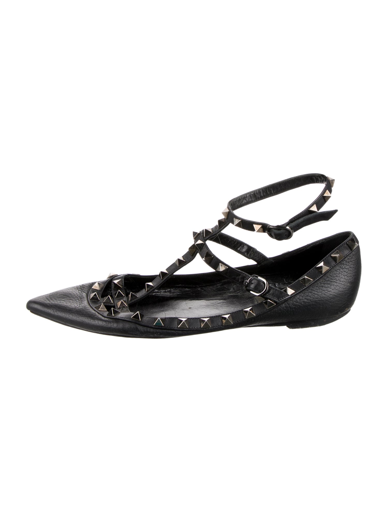 Valentino Rockstud Accents Leather Ballet Flats
