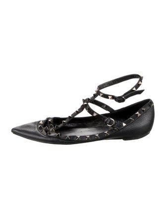 Valentino Rockstud Accents Leather Ballet Flats