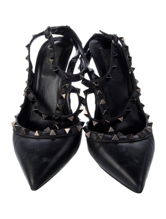 Valentino Rockstud Accents Leather T-Strap Pumps