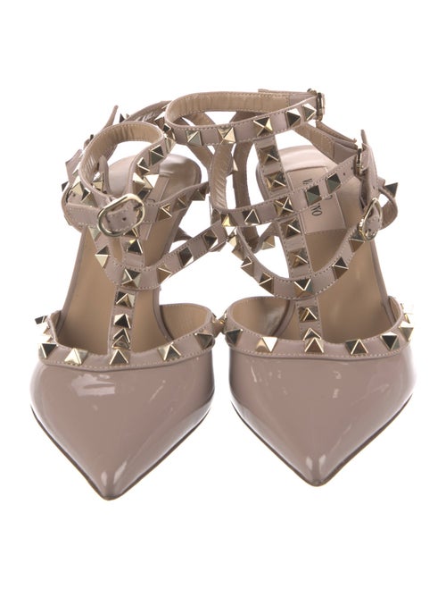 Valentino Rockstud Accents Patent Leather T-Strap Pumps