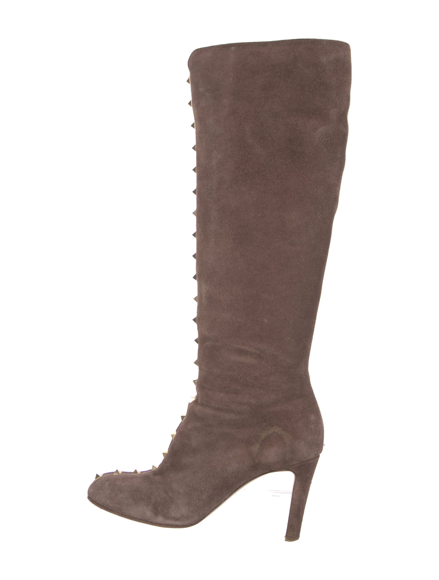 Valentino Rockstud Accents Suede Lace-Up Boots