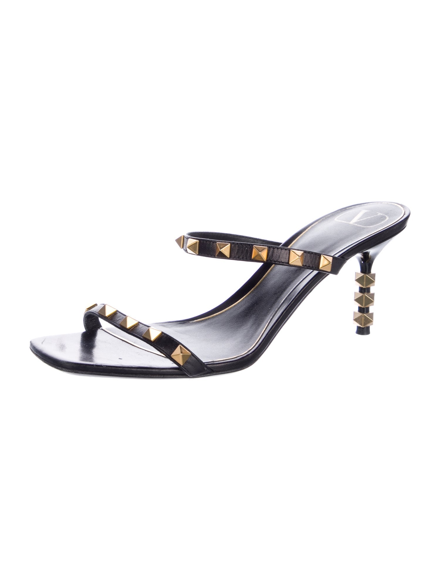 Valentino Rockstud Accents Leather Slides