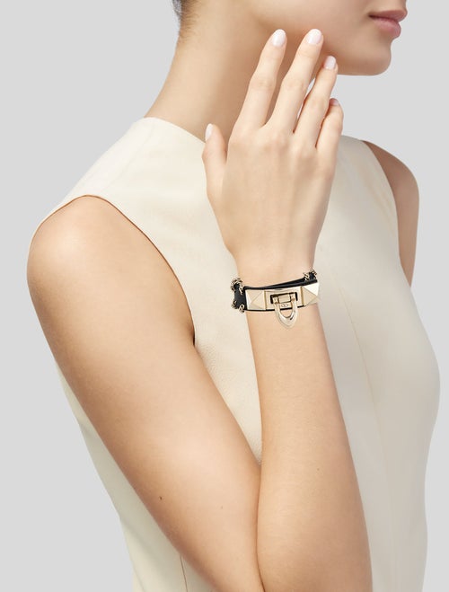Valentino Leather Chain Wrapped Cuff Bracelet