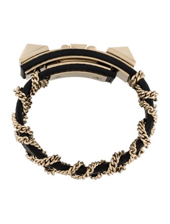 Valentino Leather Chain Wrapped Cuff Bracelet