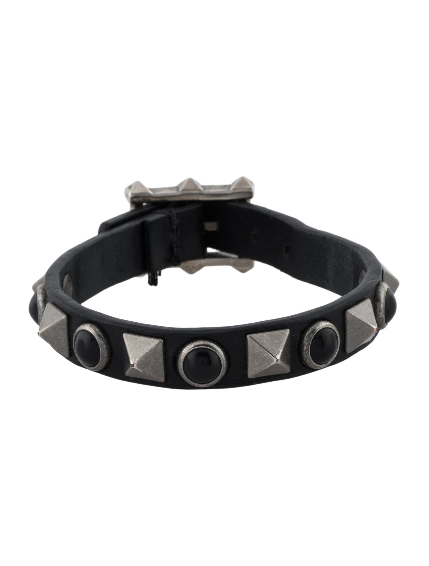 Valentino Leather Rolling Rockstud Bracelet