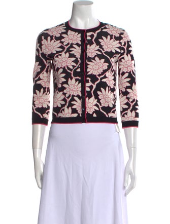 Valentino Floral Print Crew Neck Sweater