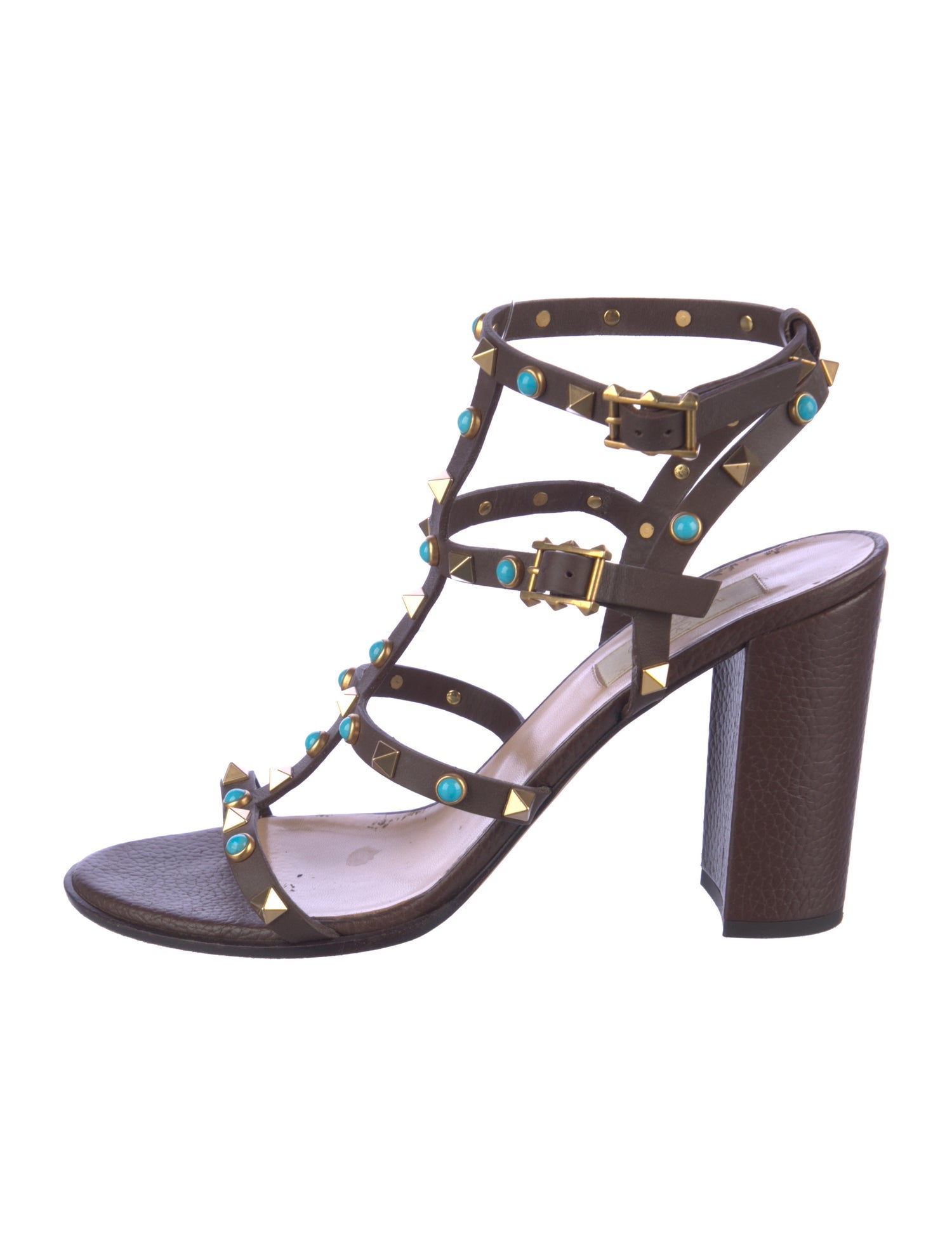 Valentino Rockstud Accents Leather Gladiator Sandals