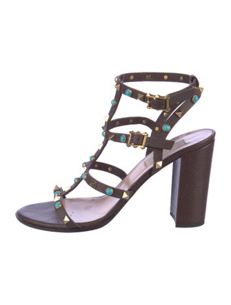 Valentino Rockstud Accents Leather Gladiator Sandals