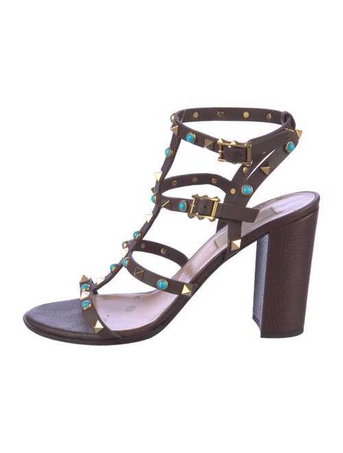 Valentino Rockstud Accents Leather Gladiator Sandals