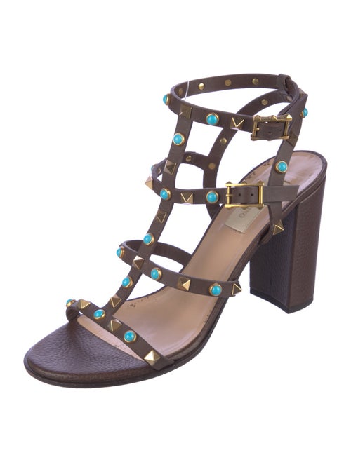Valentino Rockstud Accents Leather Gladiator Sandals