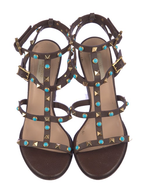 Valentino Rockstud Accents Leather Gladiator Sandals