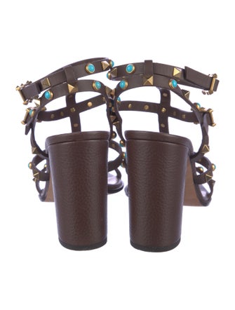 Valentino Rockstud Accents Leather Gladiator Sandals