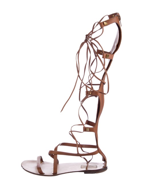 Valentino Rockstud Accents Leather Gladiator Sandals