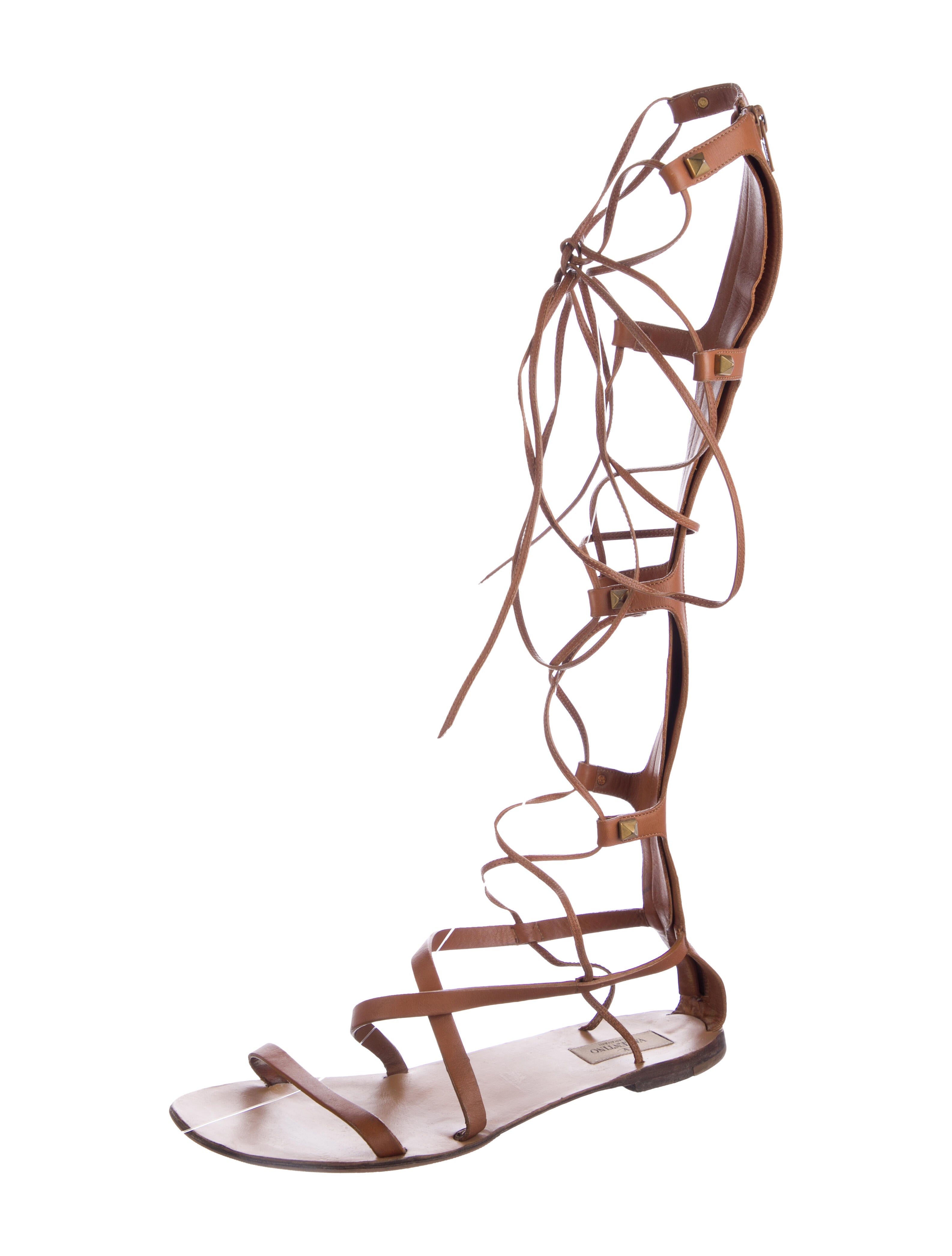 Valentino Rockstud Accents Leather Gladiator Sandals