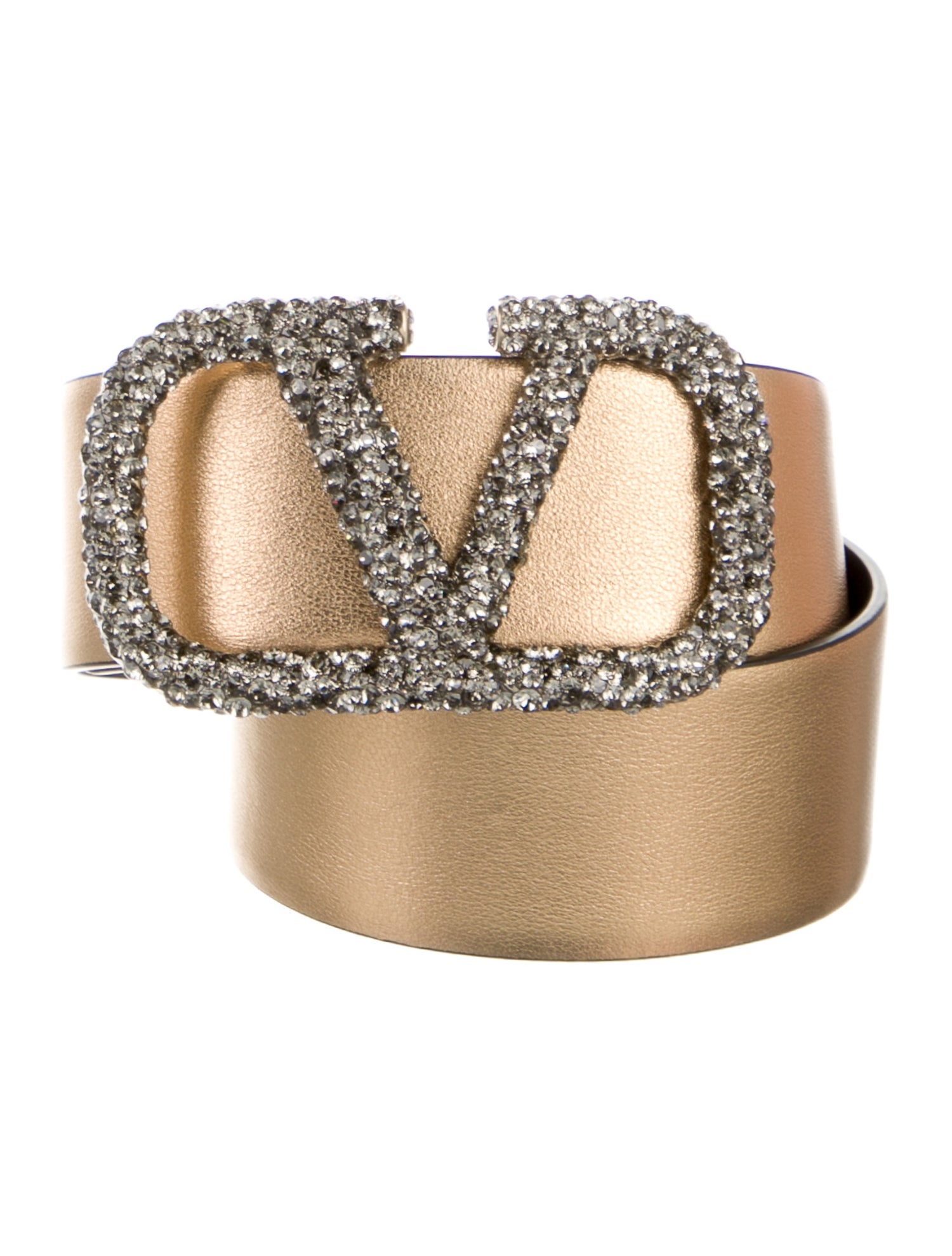 Valentino Leather Crystal Embellishments Belt