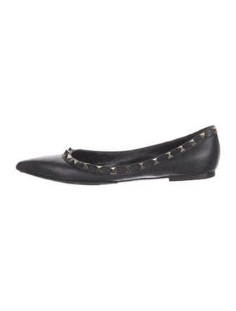 Valentino Rockstud Accents Leather Ballet Flats