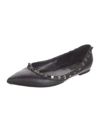 Valentino Rockstud Accents Leather Ballet Flats