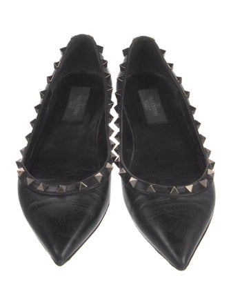 Valentino Rockstud Accents Leather Ballet Flats