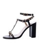 Valentino Rockstud Accents Leather T-Strap Sandals