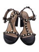 Valentino Rockstud Accents Leather T-Strap Sandals