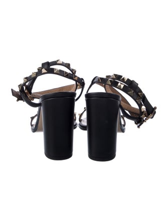 Valentino Rockstud Accents Leather T-Strap Sandals