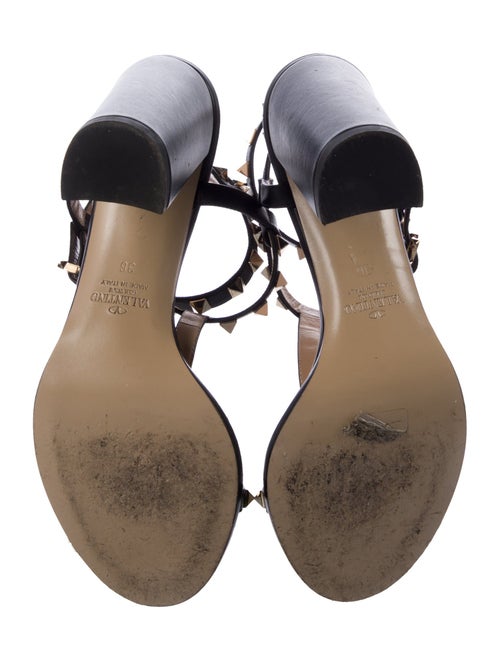 Valentino Rockstud Accents Leather T-Strap Sandals