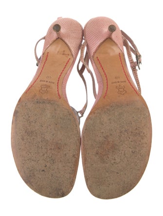 Valentino Lizard Crystal Embellishments T-Strap Sandals