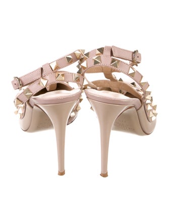 Valentino Rockstud Accents Patent Leather T-Strap Pumps