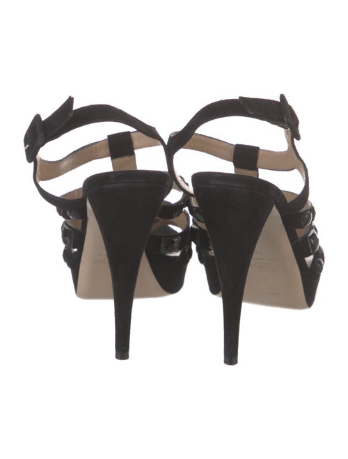 Valentino Suede Crystal Embellishments Slingback Sandals