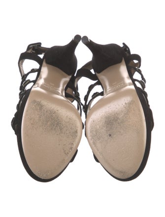 Valentino Suede Crystal Embellishments Slingback Sandals