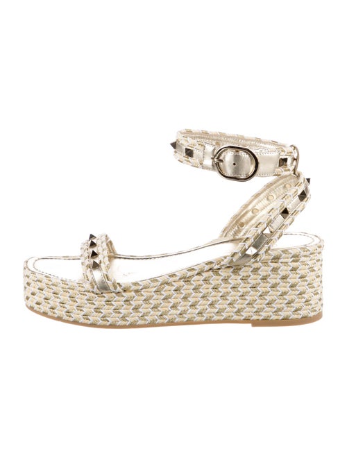 Valentino Rockstud Accents Leather Espadrilles