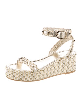 Valentino Rockstud Accents Leather Espadrilles