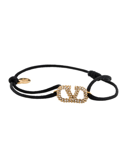 Valentino Crystal Embellished VLogo Slider Adjustable Bracelet