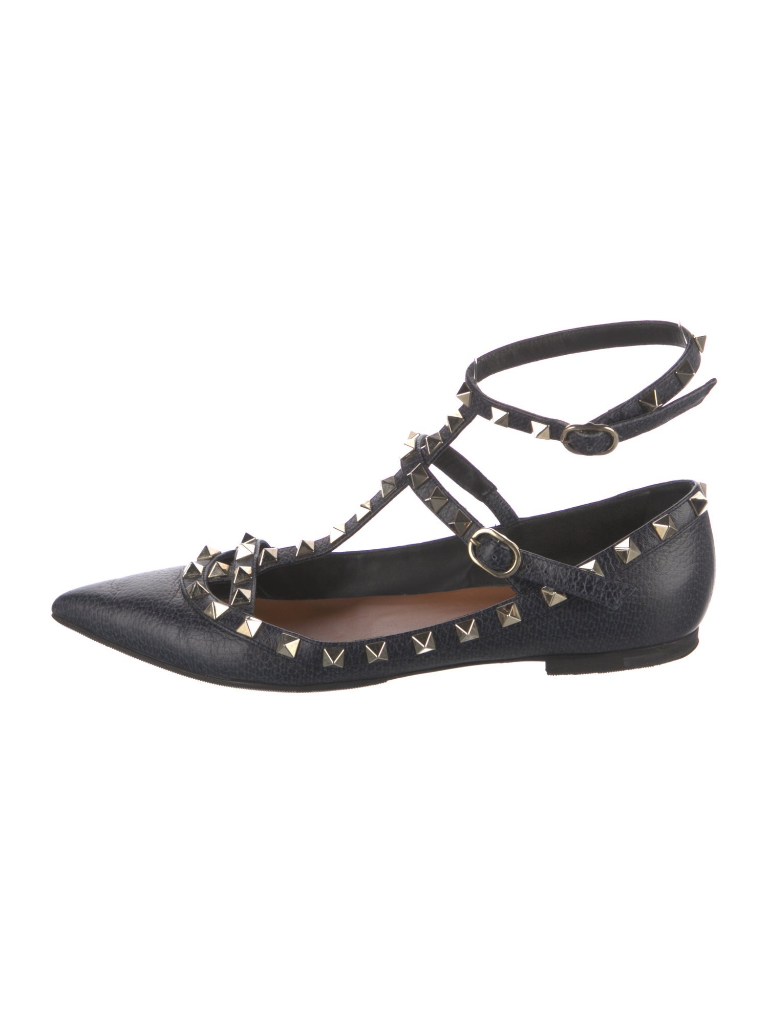Valentino Rockstud Accents Leather Ballet Flats