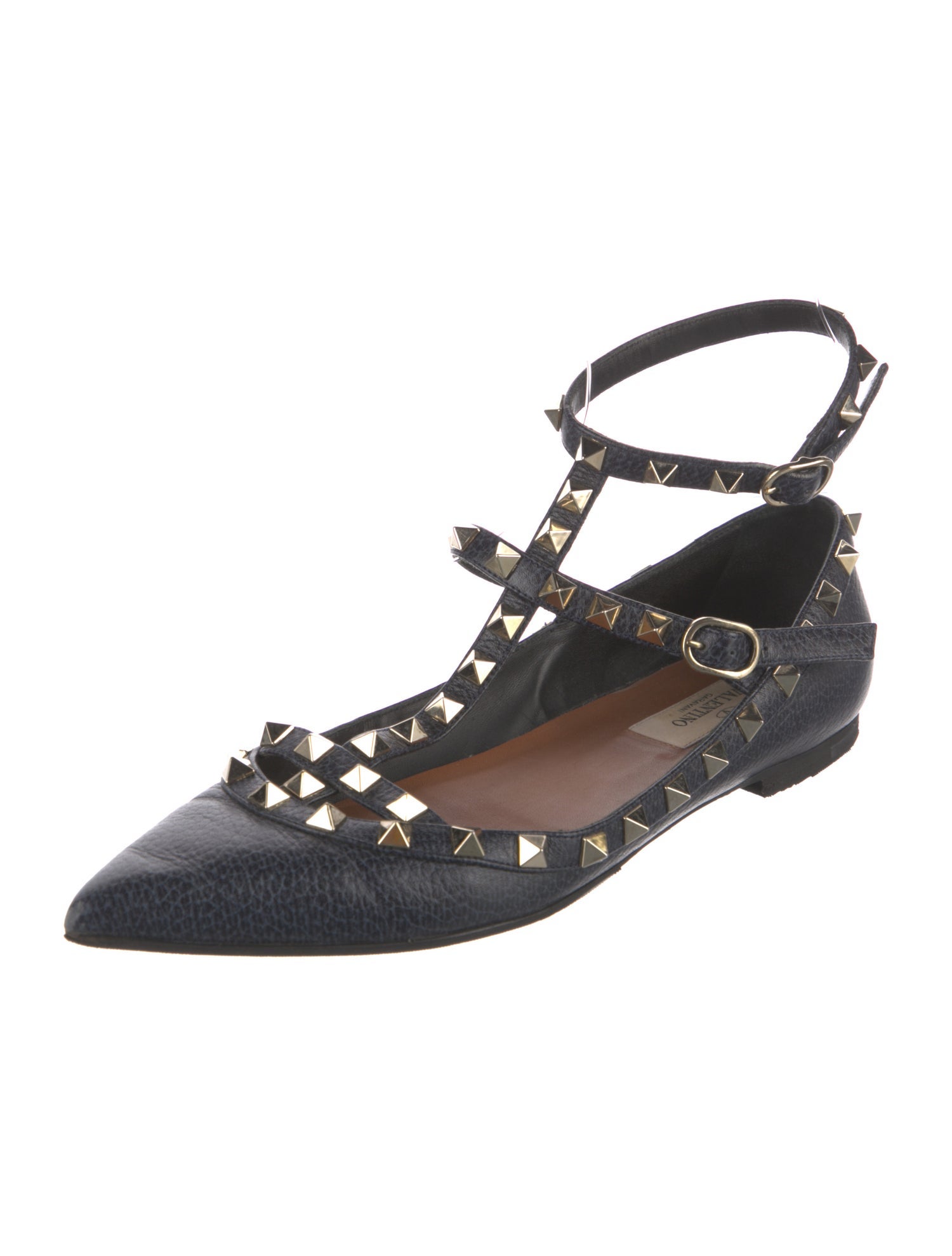Valentino Rockstud Accents Leather Ballet Flats