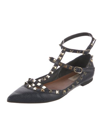 Valentino Rockstud Accents Leather Ballet Flats