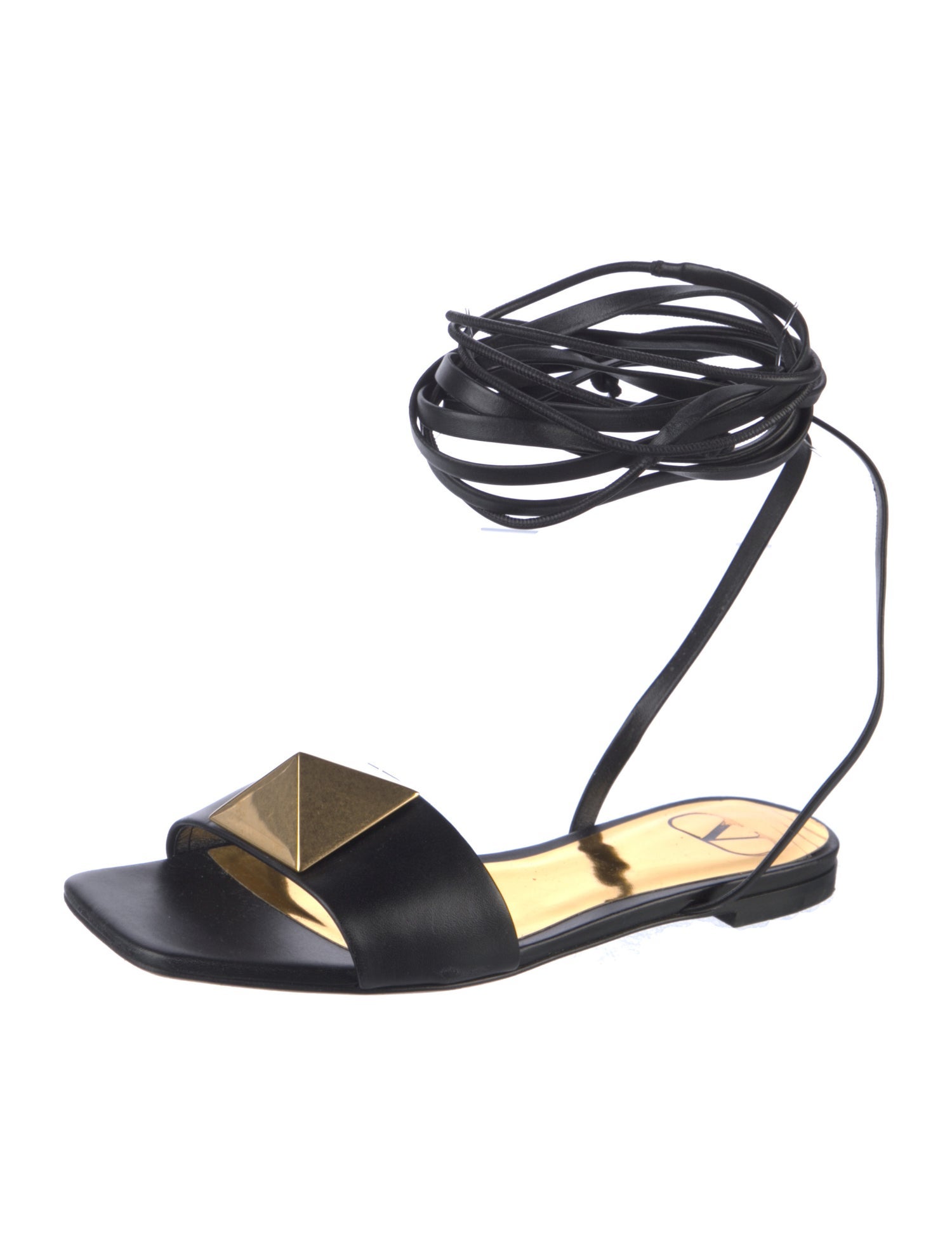 Valentino Rockstud Accents Leather Gladiator Sandals