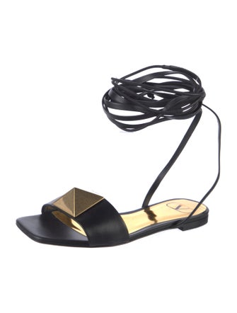 Valentino Rockstud Accents Leather Gladiator Sandals
