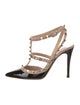 Valentino Rockstud Accents Patent Leather T-Strap Pumps