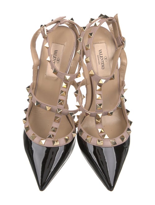 Valentino Rockstud Accents Patent Leather T-Strap Pumps